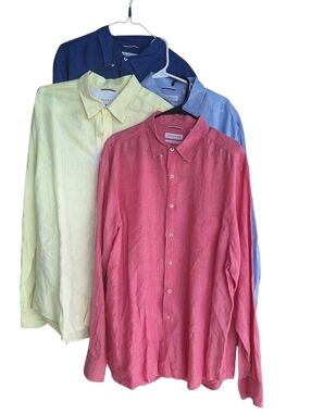 Trenery Mens XXL Button Down 100% Linen Shirt Lot Of 4 Preppy Beach